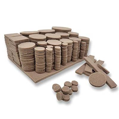 300 x Filzgleiter selbstklebend – Möbelgleiter Set in 8 Größen - Bodenschoner für Stühle, Tische & Möbelbeine – Kratzschutz-Pads mit extra starkem Kleber - Möbelschoner Beige von ToCi